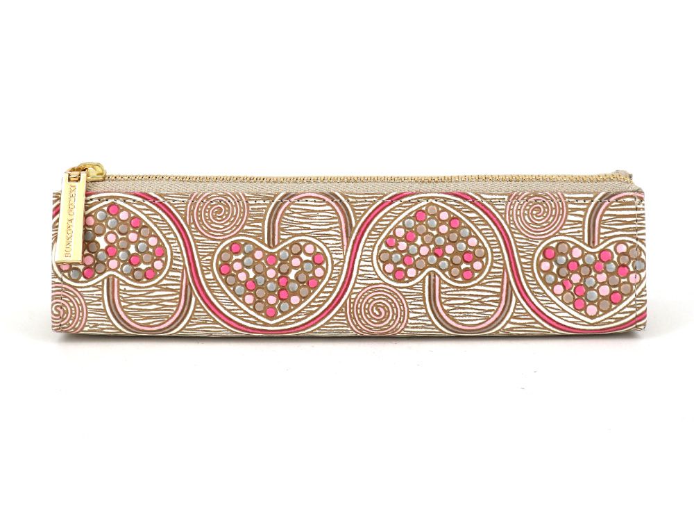 Silver Hearts (Mocha Pink) Pen Case