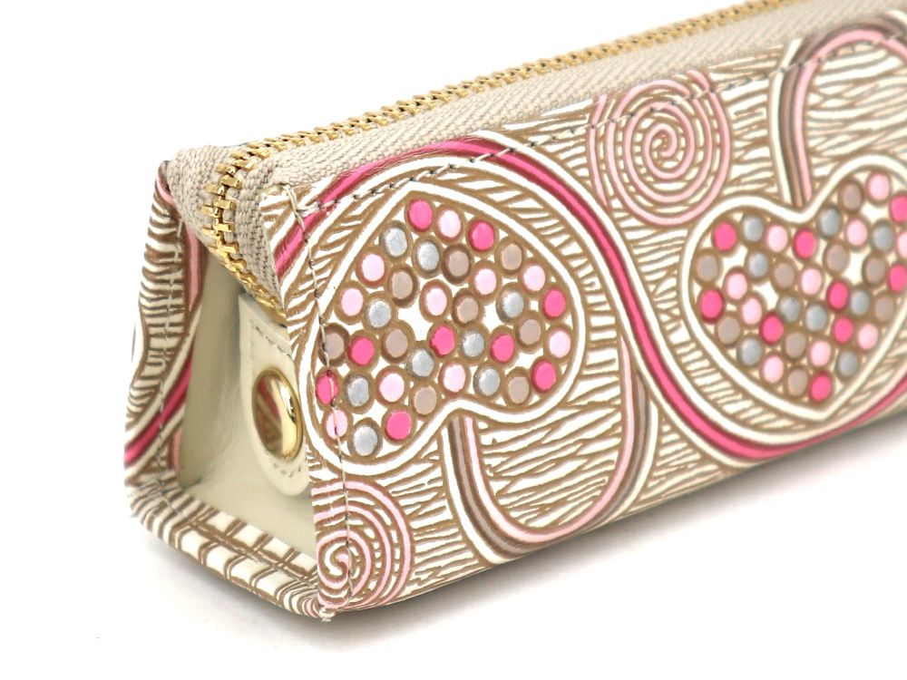 Silver Hearts (Mocha Pink) Pen Case