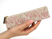 Silver Hearts (Mocha Pink) Pen Case