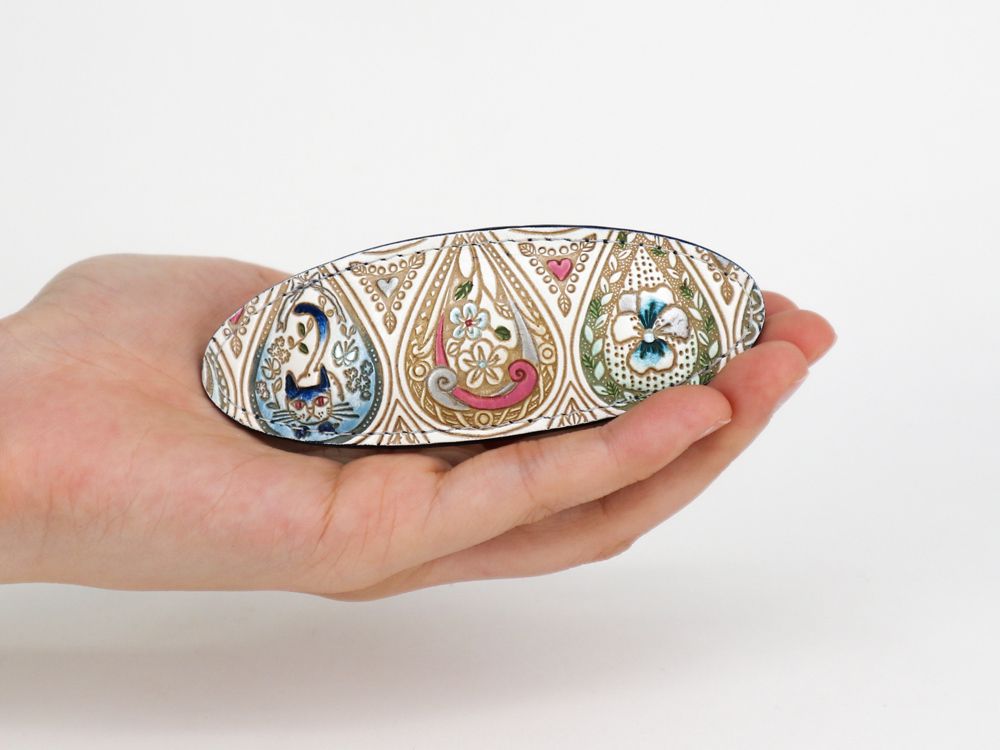 Flowers and Cats (Indigo) Hair Clip