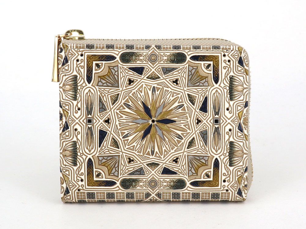 Carreau (Black) Small Wallet with L-zipper
