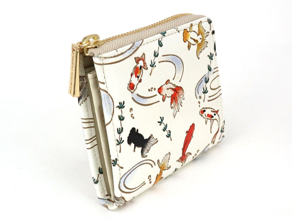 Gold Fishes Small Wallet with L-zipper