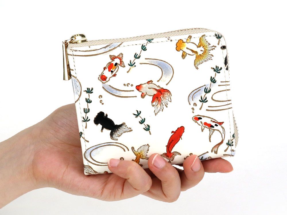 Gold Fishes Small Wallet with L-zipper
