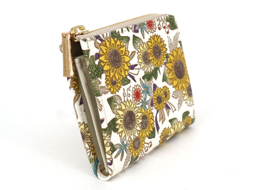 Sunflowers Small Wallet with L-zipper