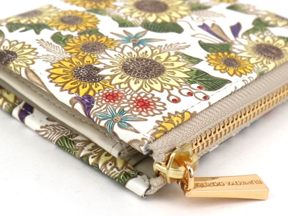 Sunflowers Small Wallet with L-zipper