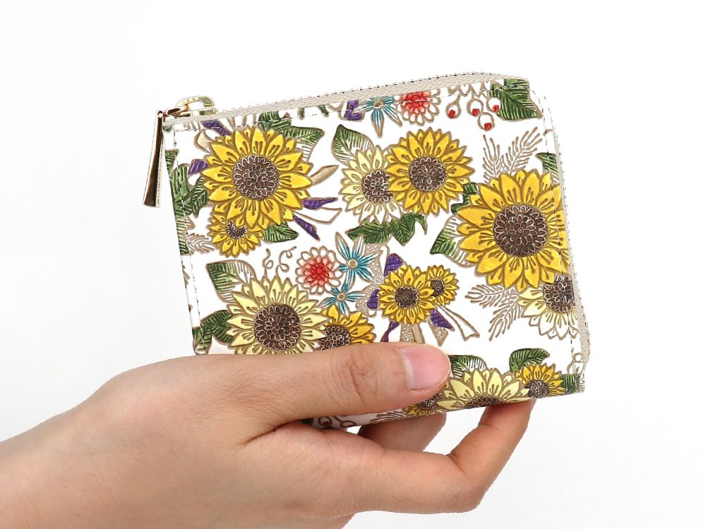 Sunflowers Small Wallet with L-zipper