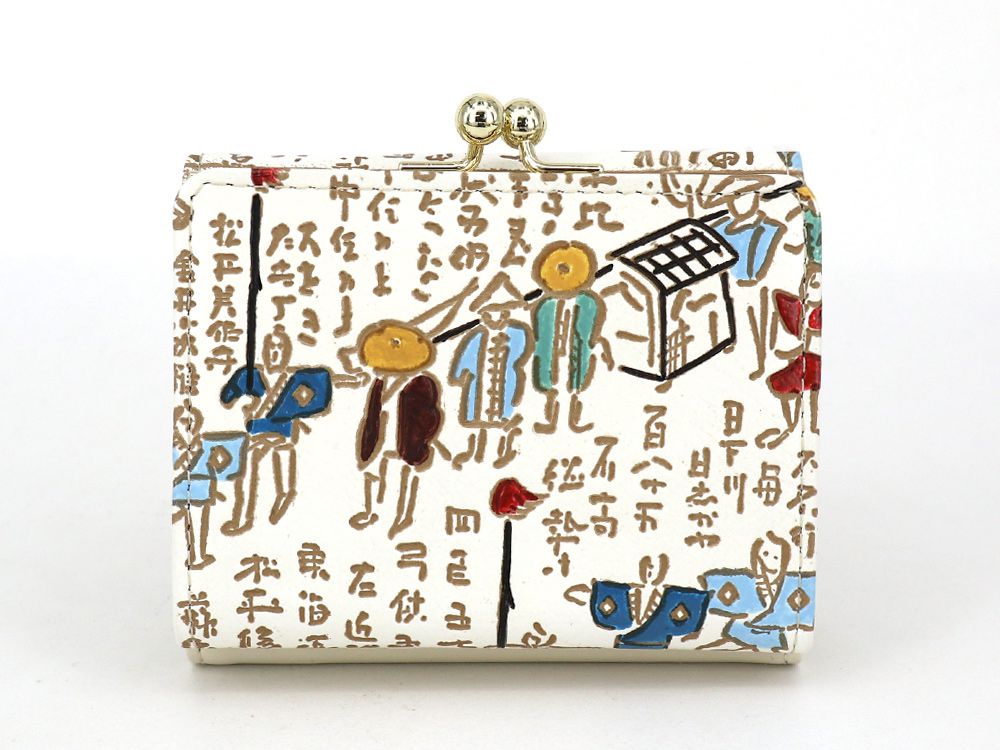 Daimyo Procession with Kanji Small GAMAGUCHI Trifold Wallet