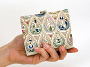 Flowers and Cats (Indigo) Small GAMAGUCHI Trifold Wallet