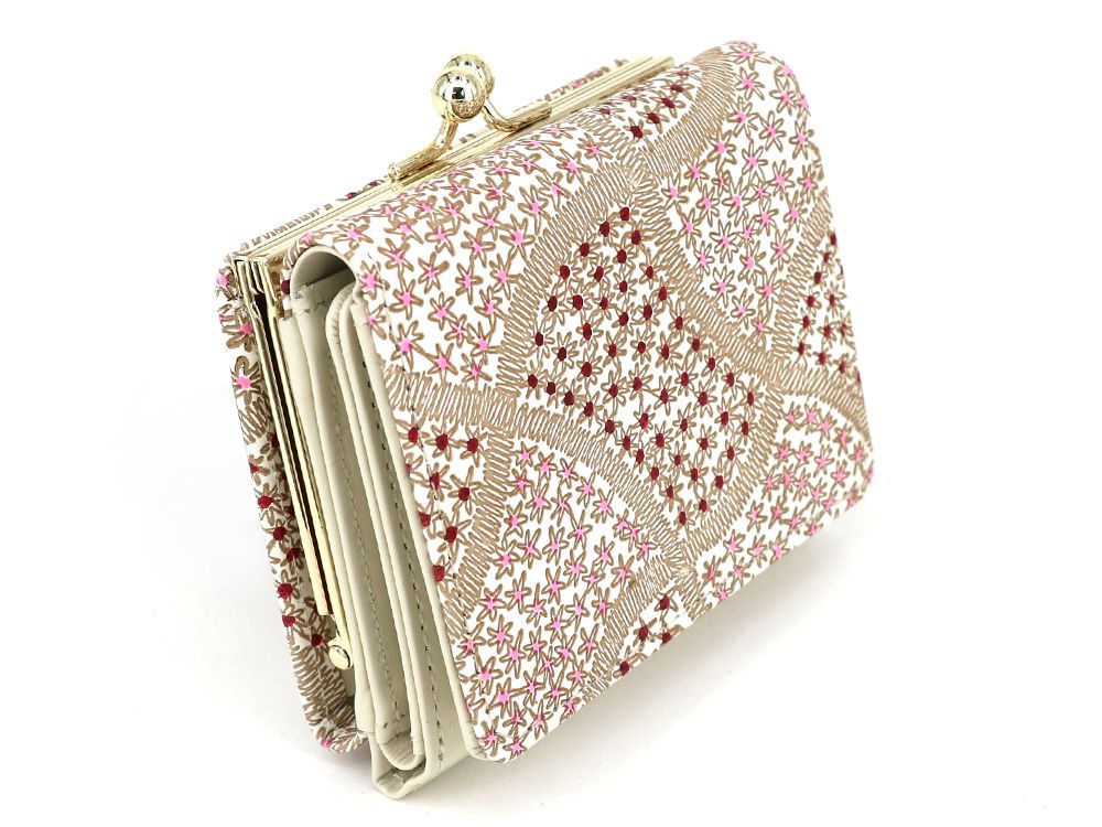 CHIRIMEN Fabric (Pink) Small GAMAGUCHI Trifold Wallet