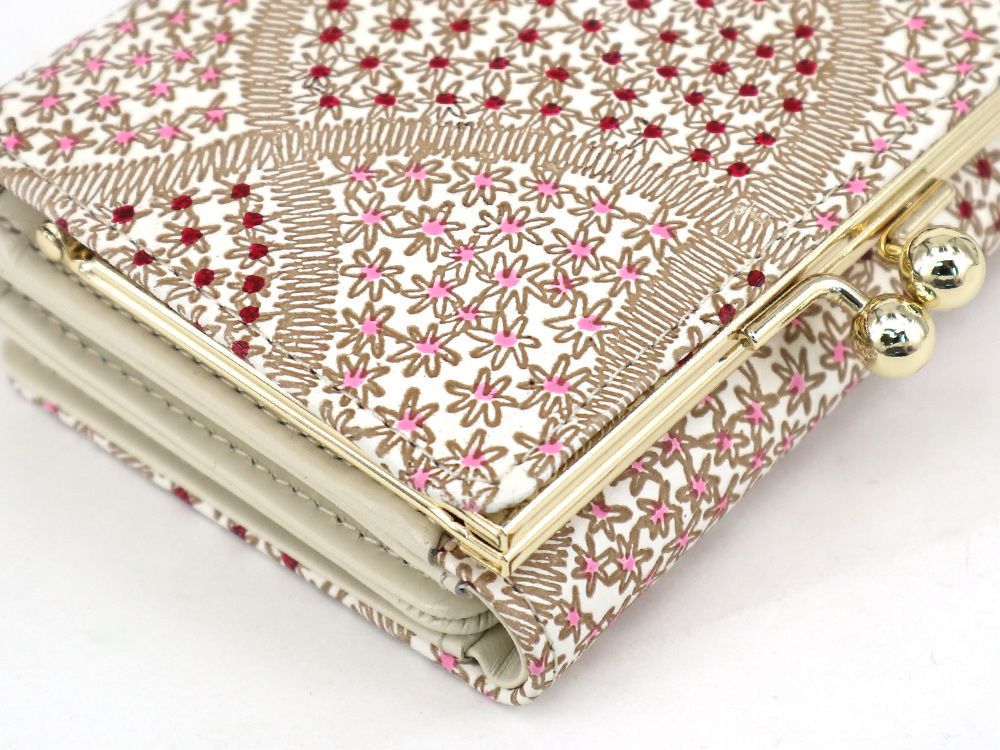 CHIRIMEN Fabric (Pink) Small GAMAGUCHI Trifold Wallet