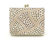CHIRIMEN Fabric (Green) Small GAMAGUCHI Trifold Wallet