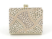 CHIRIMEN Fabric (Green) Small GAMAGUCHI Trifold Wallet