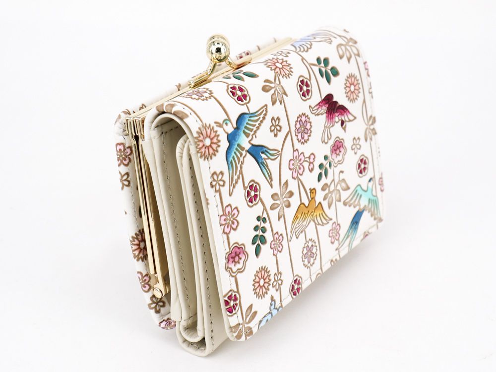 Birds and Cherry Blossoms Small GAMAGUCHI Trifold Wallet