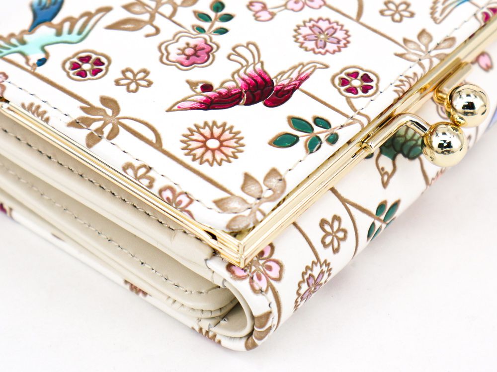 Birds and Cherry Blossoms Small GAMAGUCHI Trifold Wallet