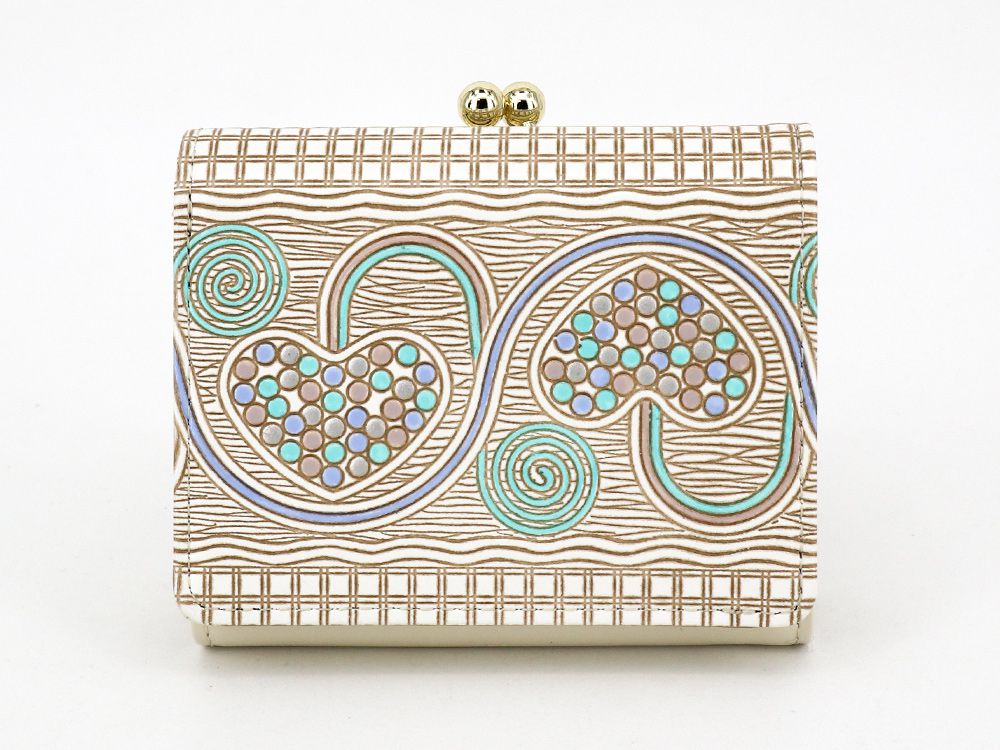 Silver Hearts (Mint Green) Small GAMAGUCHI Trifold Wallet