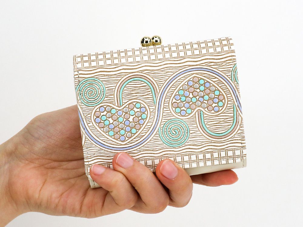 Silver Hearts (Mint Green) Small GAMAGUCHI Trifold Wallet