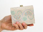 Silver Hearts (Mint Green) Small GAMAGUCHI Trifold Wallet