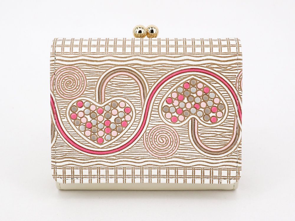 Silver Hearts (Mocha Pink) Small GAMAGUCHI Trifold Wallet