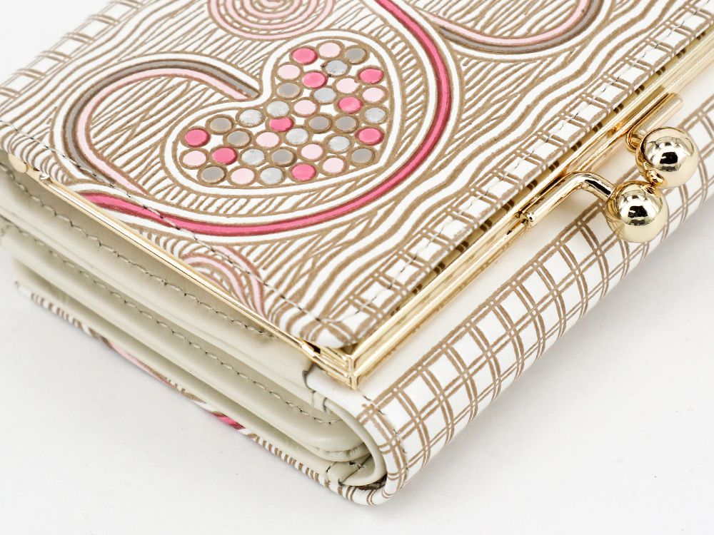 Silver Hearts (Mocha Pink) Small GAMAGUCHI Trifold Wallet