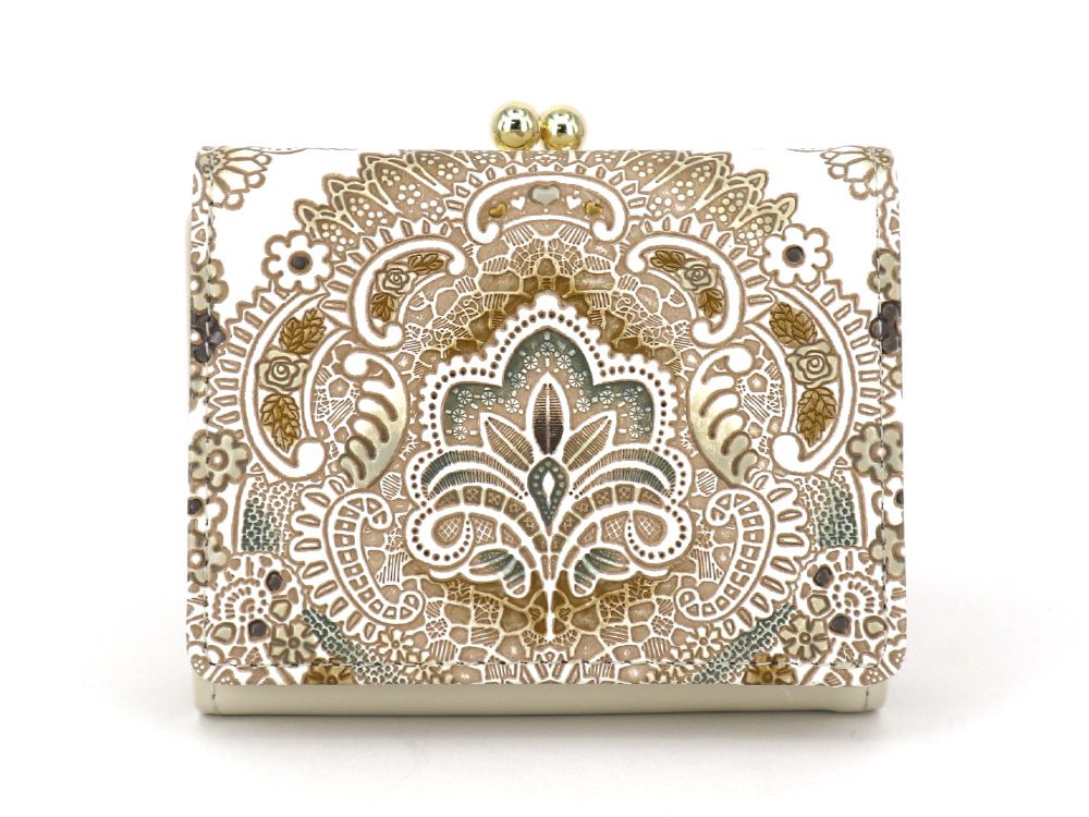 Antique Lace (Green) Small GAMAGUCHI Trifold Wallet