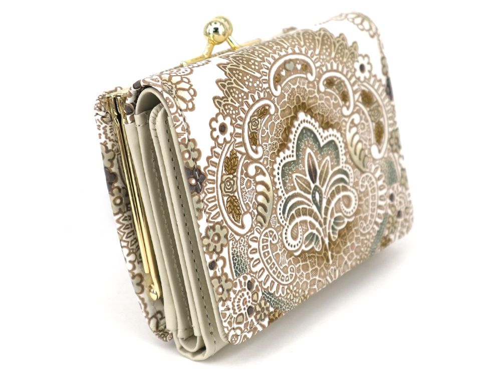 Antique Lace (Green) Small GAMAGUCHI Trifold Wallet