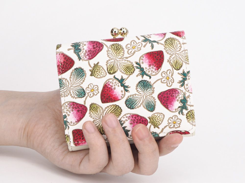 Strawberries Small GAMAGUCHI Trifold Wallet