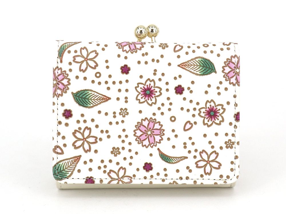 Falling Cherry Blossoms Small GAMAGUCHI Trifold Wallet