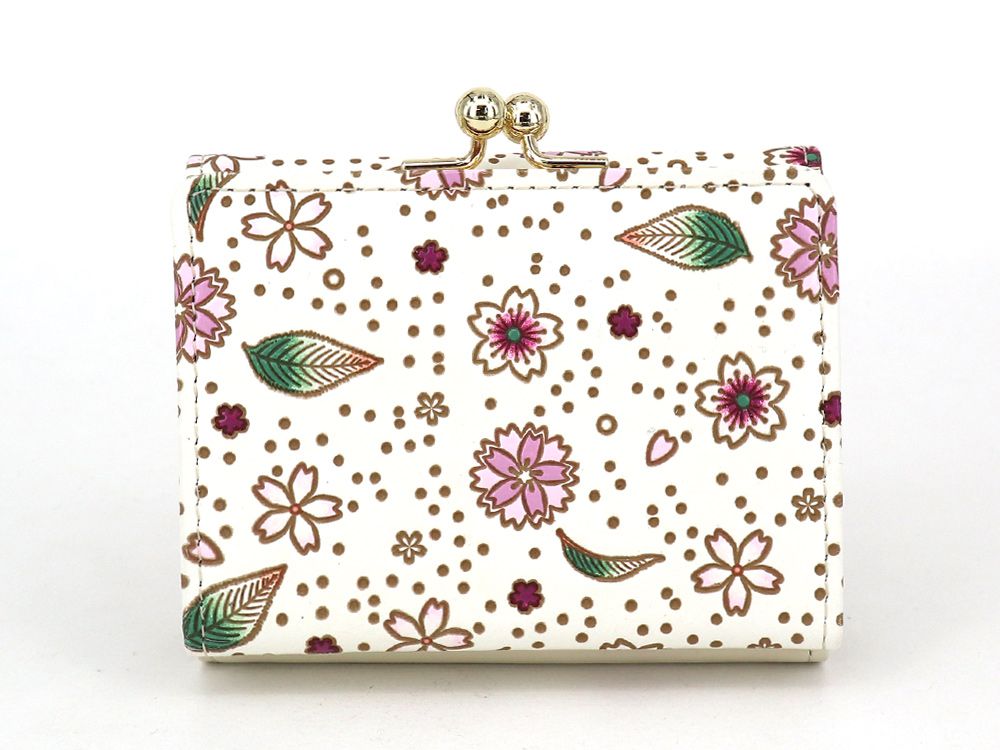 Falling Cherry Blossoms Small GAMAGUCHI Trifold Wallet