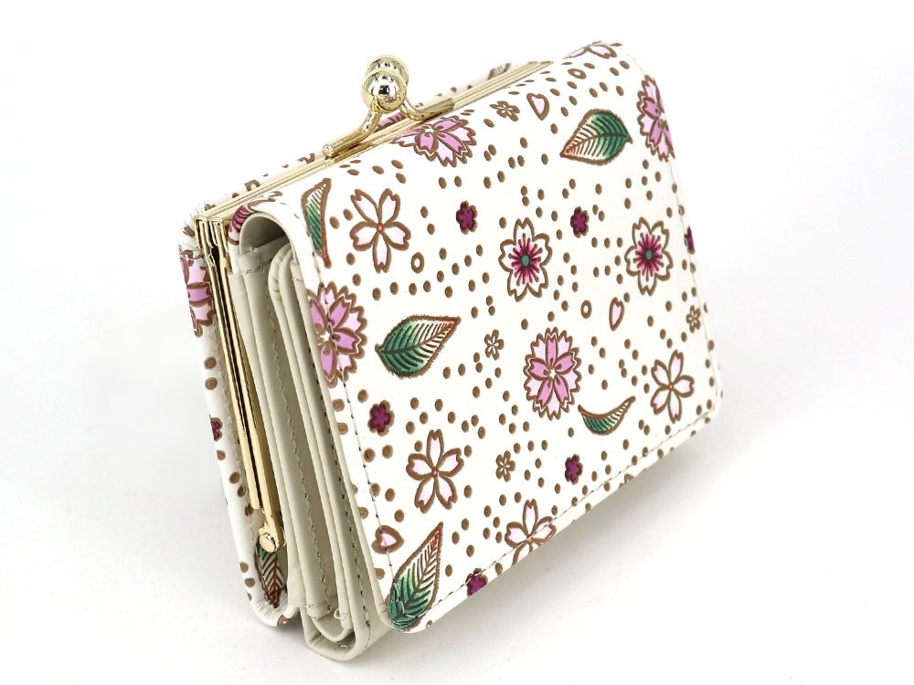 Falling Cherry Blossoms Small GAMAGUCHI Trifold Wallet