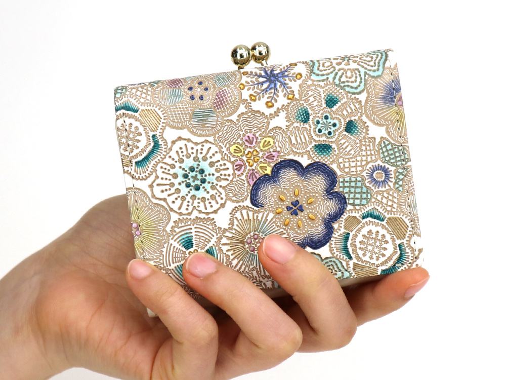 Spring Bloom (Blue) Small GAMAGUCHI Trifold Wallet