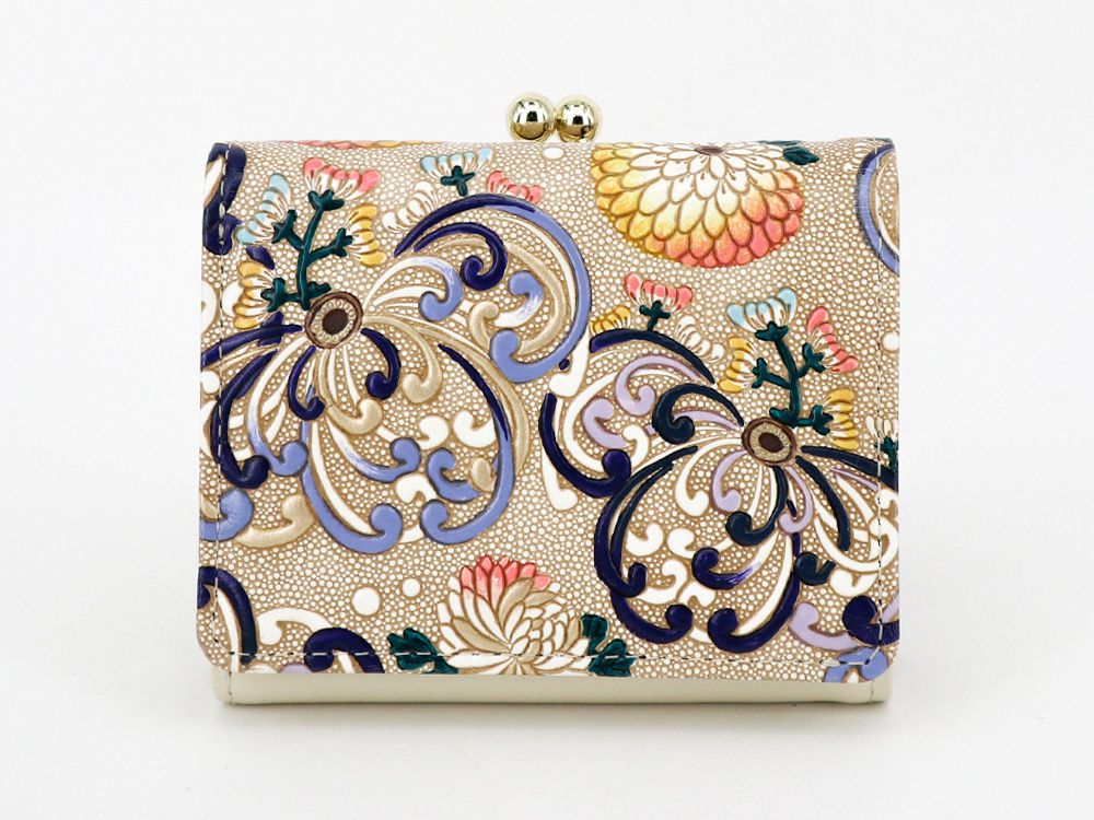 RANGIKU - Firework Chrysanthemums (Blue&yellow) Small GAMAGUCHI Trifold Wallet
