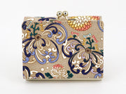 RANGIKU - Firework Chrysanthemums (Blue&yellow) Small GAMAGUCHI Trifold Wallet