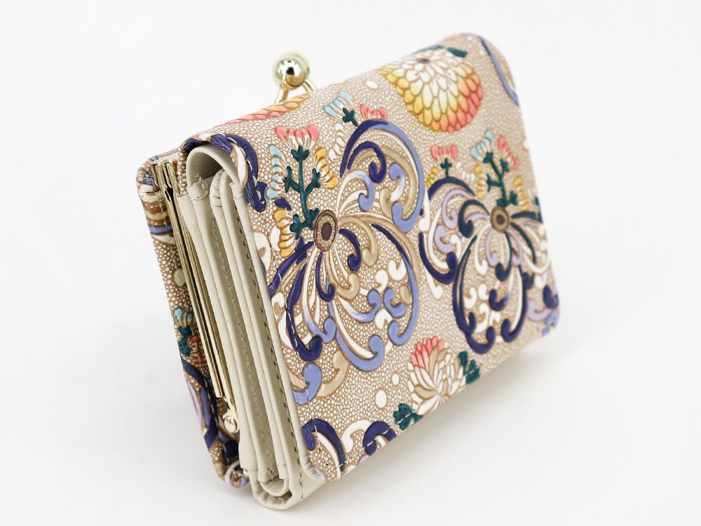 RANGIKU - Firework Chrysanthemums (Blue&yellow) Small GAMAGUCHI Trifold Wallet