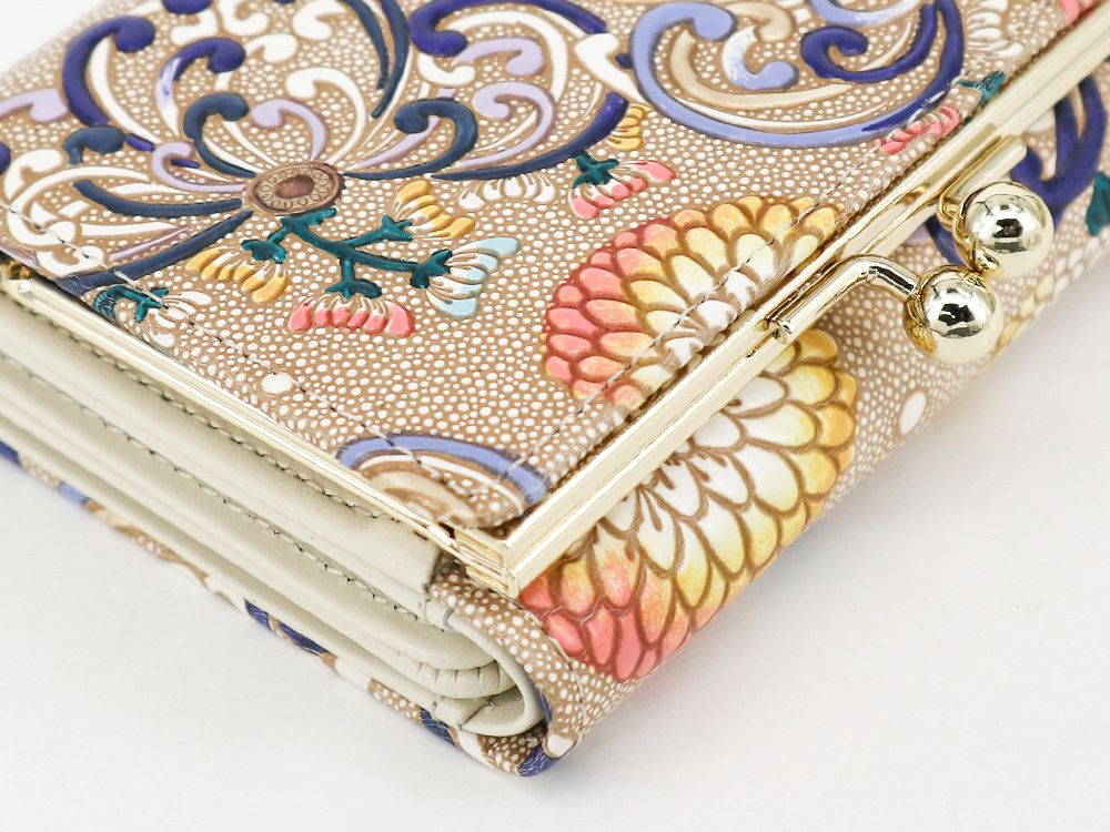 RANGIKU - Firework Chrysanthemums (Blue&yellow) Small GAMAGUCHI Trifold Wallet