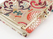 RANGIKU - Firework Chrysanthemums (Wine&Pink) Small GAMAGUCHI Trifold Wallet