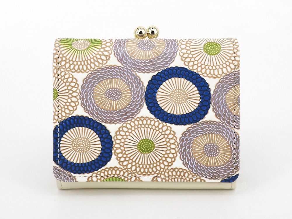 Umbrella Chrysanthemums (Shimmering Blue) Small GAMAGUCHI Trifold Wallet
