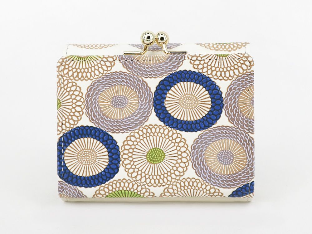 Umbrella Chrysanthemums (Shimmering Blue) Small GAMAGUCHI Trifold Wallet