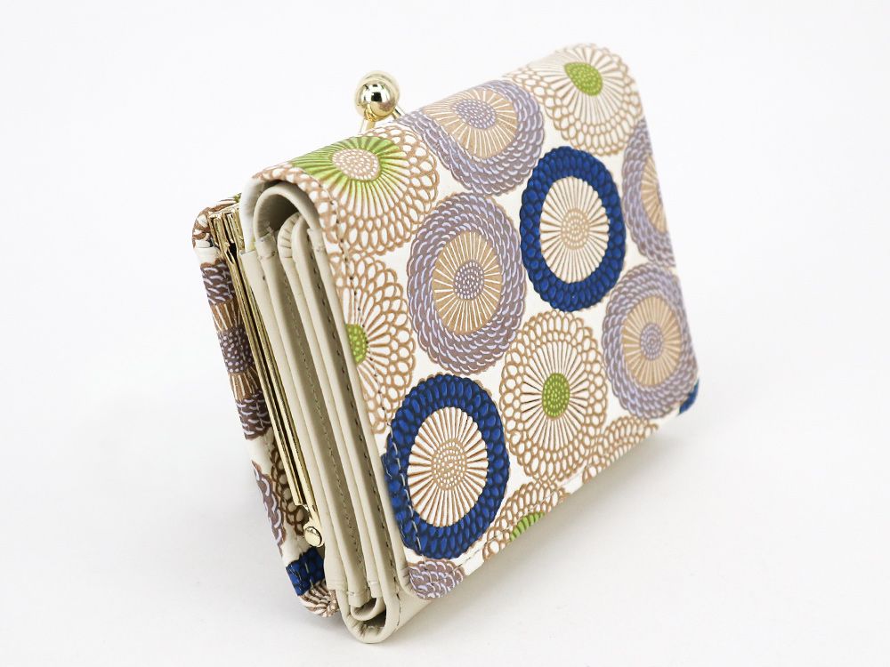 Umbrella Chrysanthemums (Shimmering Blue) Small GAMAGUCHI Trifold Wallet