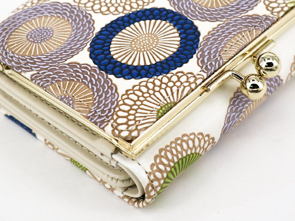Umbrella Chrysanthemums (Shimmering Blue) Small GAMAGUCHI Trifold Wallet