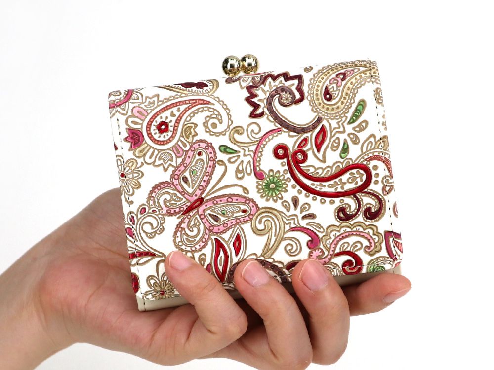 Paisley (Ruby) Small GAMAGUCHI Trifold Wallet