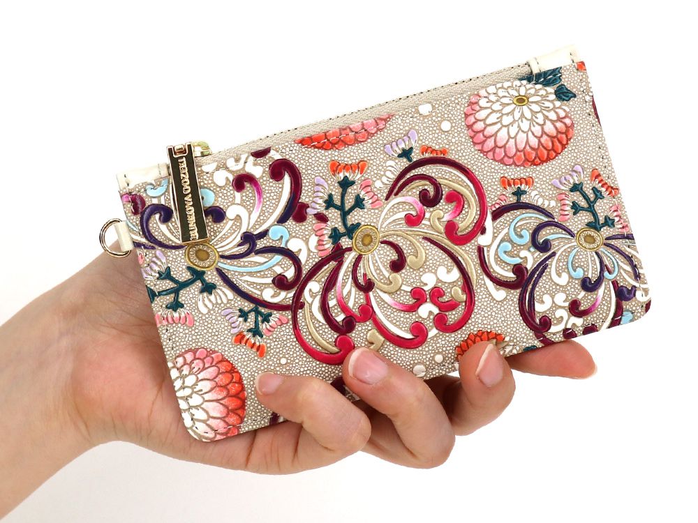 RANGIKU - Firework Chrysanthemums (Wine&Pink) Thin Card Case