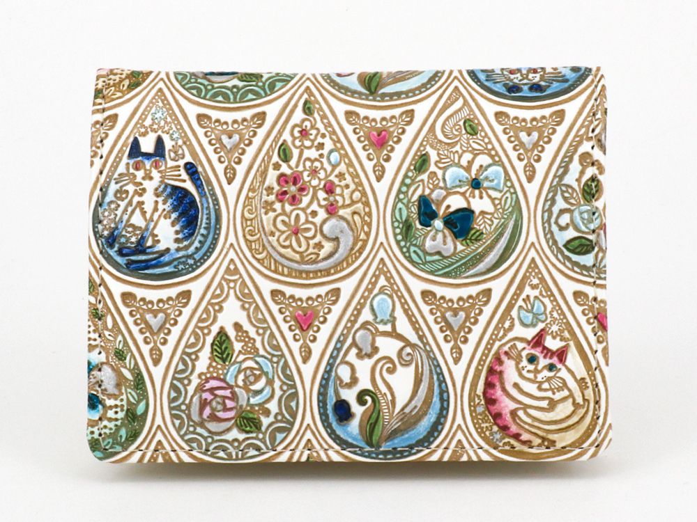 Flowers and Cats (Indigo) Square Coin Purse