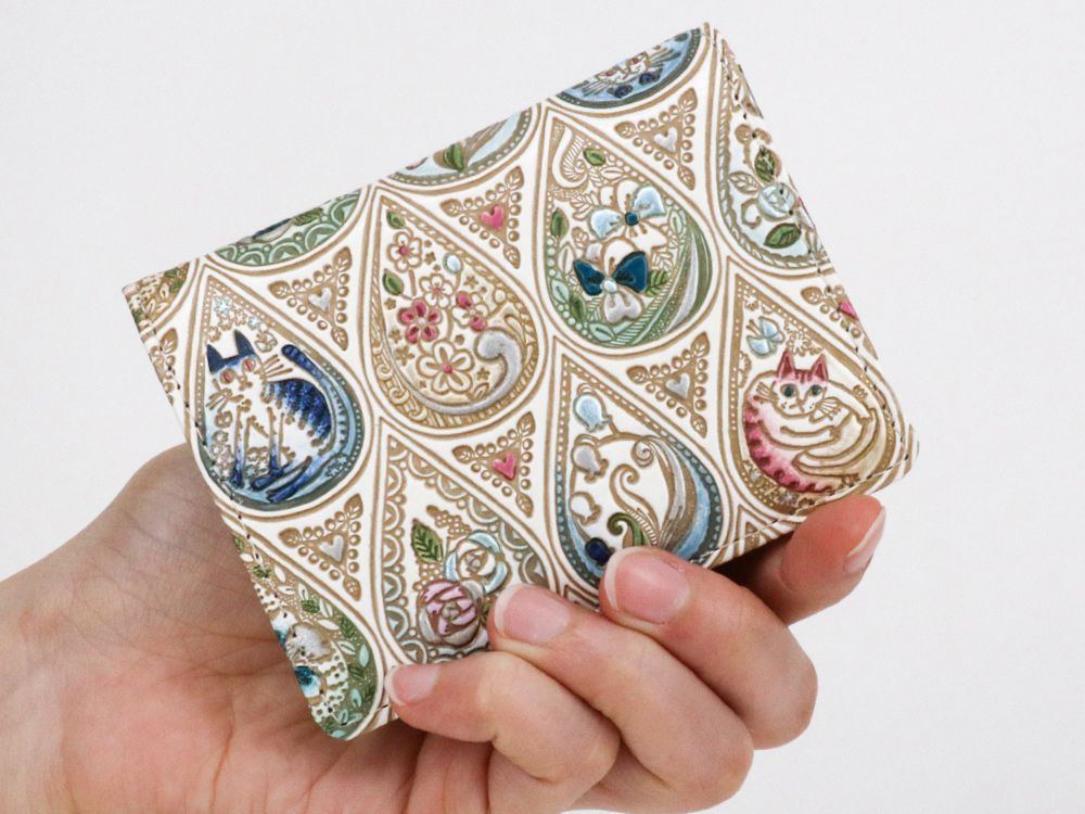 Flowers and Cats (Indigo) Square Coin Purse