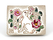 Chinese Zodiac: Rabbit and Peonies Square Coin Purse