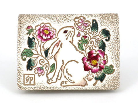 Chinese Zodiac: Rabbit and Peonies Square Coin Purse