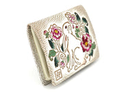Chinese Zodiac: Rabbit and Peonies Square Coin Purse