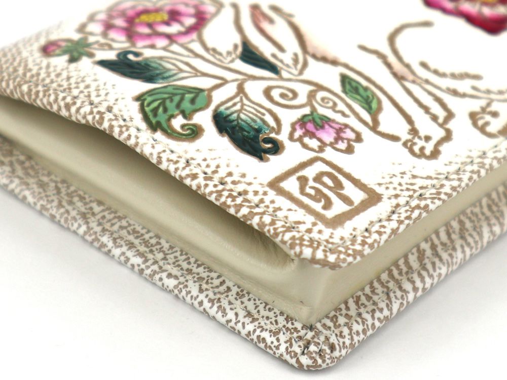 Chinese Zodiac: Rabbit and Peonies Square Coin Purse
