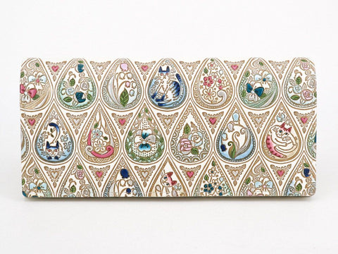 Flowers and Cats (Indigo) Long Wallet