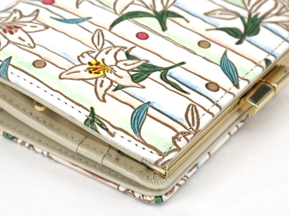 White Lilies Square Billfold with Clasp