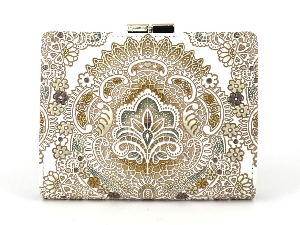Antique Lace (Green) GAMASATSU Square Billfold with Clasp
